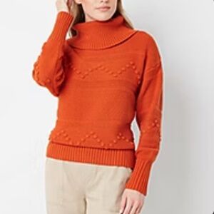 Frye And Co Sweater Chunky Knit Pullover Cowl Neck Casual Rust Orange Small